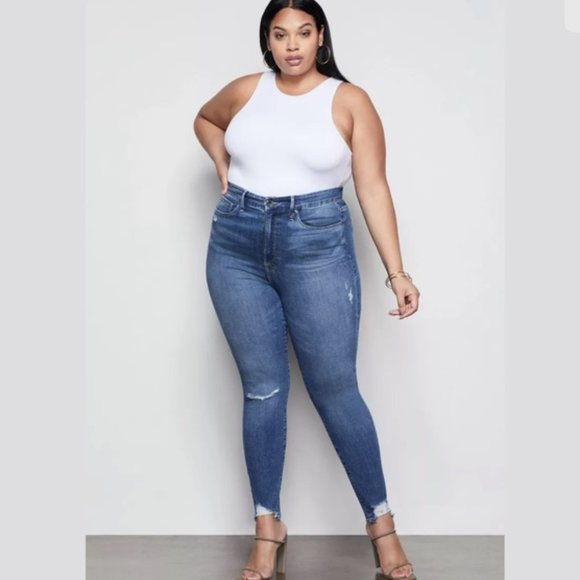 Good American Denim - Good American Good Waist High Rise Chewed Jeans